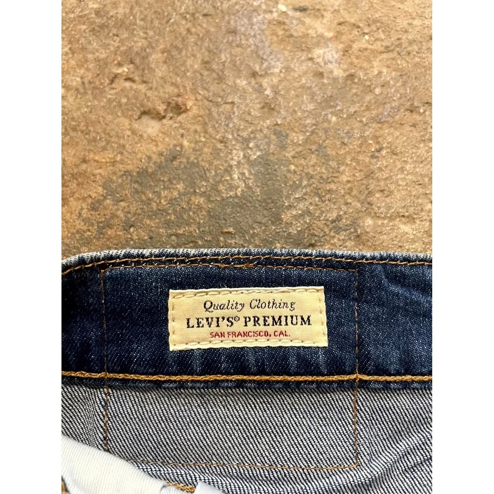 Levi's 502 Straight Jeans Mens‎ 32x32 Blue Whiskering Denim Logo Cotton Stretch